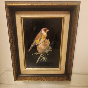 Vintage European Gold Finch Mixed Media Shadow Box